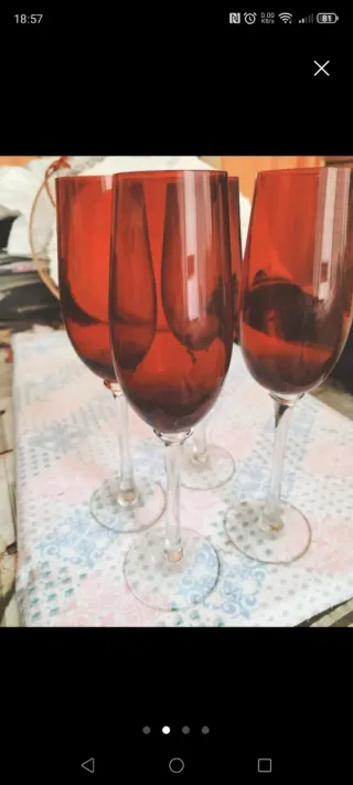 4 Flute Rossi Vetro Rosso