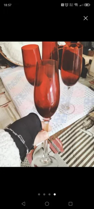 4 Flute Rossi Vetro Rosso