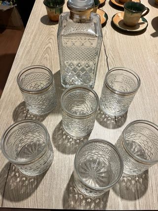 Juego de 6 vasos de whisky con detalles dorados