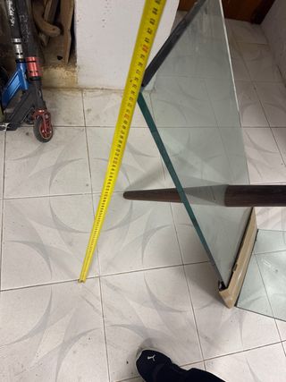 Base mesa cristal y madera