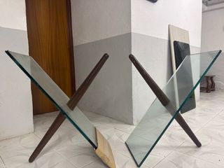Base mesa cristal y madera