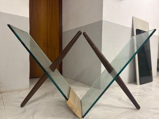 Base mesa cristal y madera