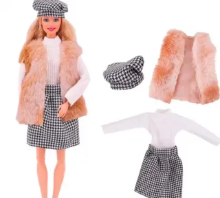 Ropa Barbie: Conjunto Falda, Jersey y chaleco