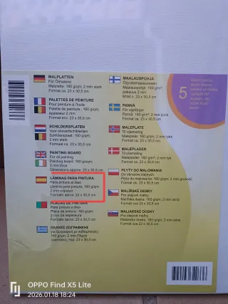 5 Láminas para Pintura al Óleo 160g/qm, 2mm grosor