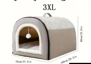 Cuna para perro color gris y blanco