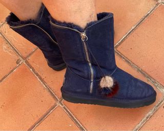Botas australianas piel azul marino con cremallera