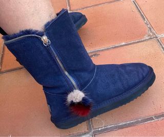 Botas australianas piel azul marino con cremallera