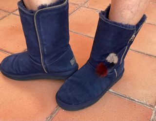 Botas australianas piel azul marino con cremallera