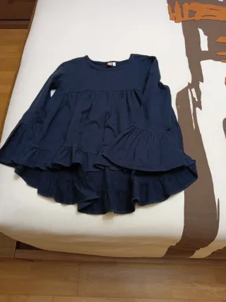 Camiseta azul marino volantes manga larga Talla 10