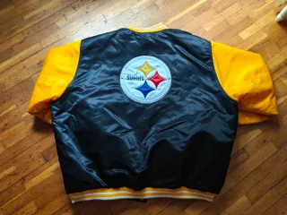 Chaqueta Steelers Negra y Amarilla Talla 4XL retro