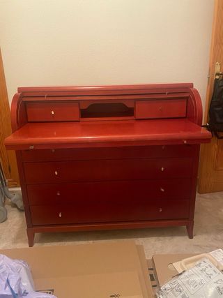 Escritorio/Buró de madera con tapa enrollable