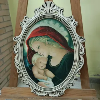 Cuadro Virgen y Niño co un bonito marco