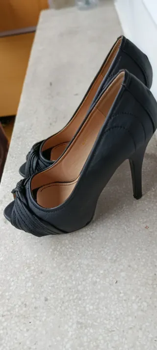 Zapatos de tacón negros 11cm, plataforma 3cm