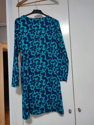 Vestido manga larga azul y turquesa