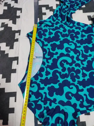 Vestido manga larga azul y turquesa