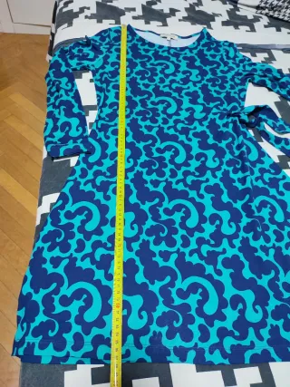 Vestido manga larga azul y turquesa