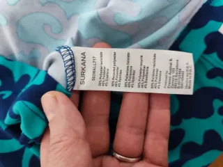 Vestido manga larga azul y turquesa