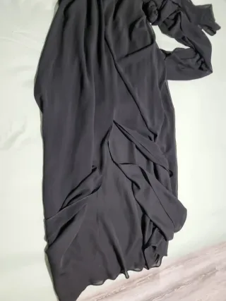 Vestido fiesta largo negro y plateado