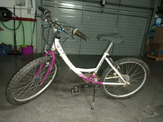 Bicicleta infantil blanca y morada