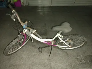 Bicicleta infantil blanca y morada