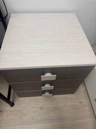 Cajonera/Mesita Noche 3 Cajones Gris/Blanco