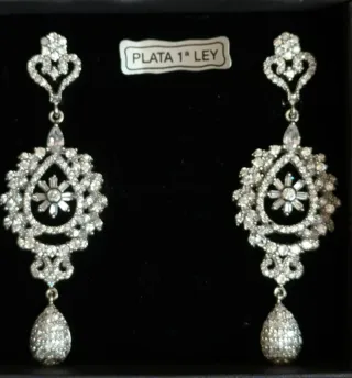 Pendientes Plata 1ª Ley Vintage con Cristales