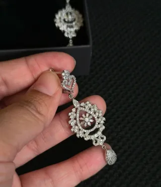 Pendientes Plata 1ª Ley Vintage con Cristales