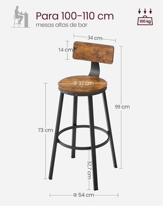 Conjunto de banquetas estilo bar metal y madera