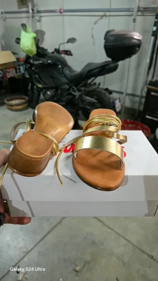 Sandali dadonna donna oro con lacci