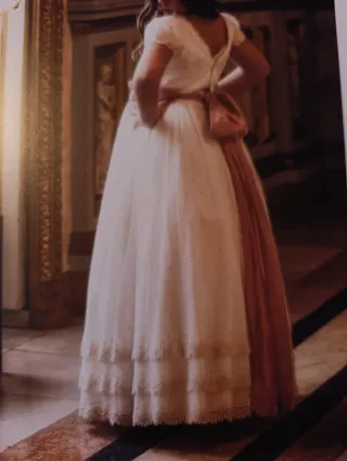 Vestido Comunión Niña Amaya Blanco Rosa