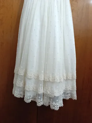 Vestido Comunión Firma Amaya Blanco Rosa