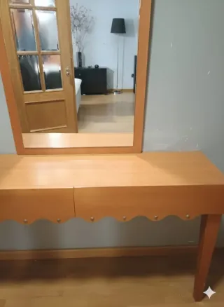 Recibidor madera con espejo.El espejo mide 1'20x60