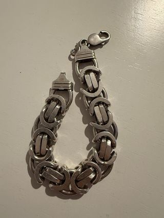 Pulsera de plata maciza estilo bizantino