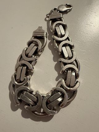 Pulsera de plata maciza estilo bizantino