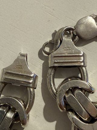 Pulsera de plata maciza estilo bizantino