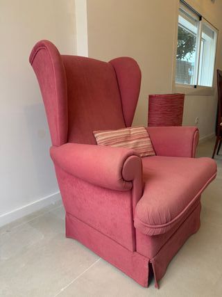 2 Sillones Orejeros Tela Rosa