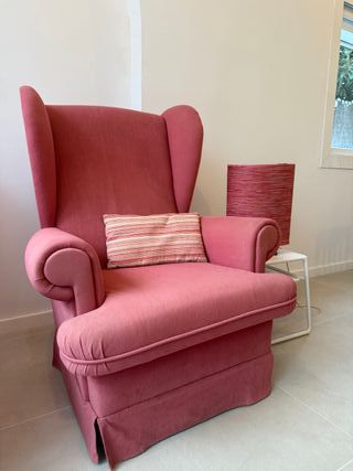 2 Sillones Orejeros Tela Rosa