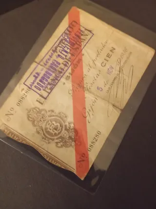 Billete 100 Pesetas Gijón 1936 Raro