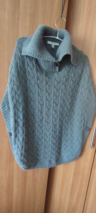 Poncho Massimo Dutti Mujer Gris