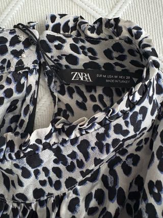 Blusa Zara Animal Print Fruncidos Talla M. Nueva