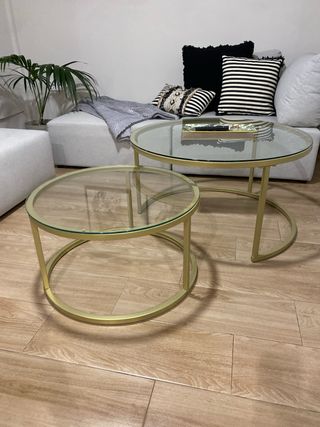Mesas nido doradas cristal