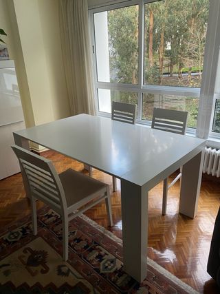 Mesa extensible madera lacada blanco