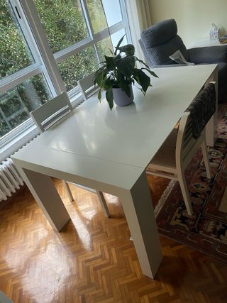 Mesa extensible madera lacada blanco