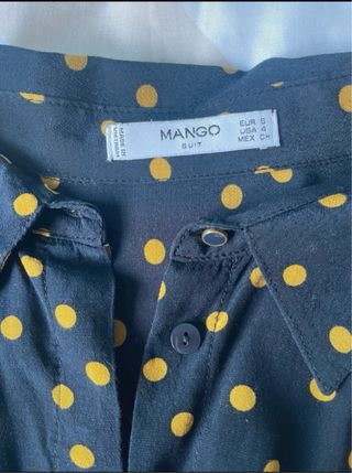 Camisa Mango lunares S manga abullonada