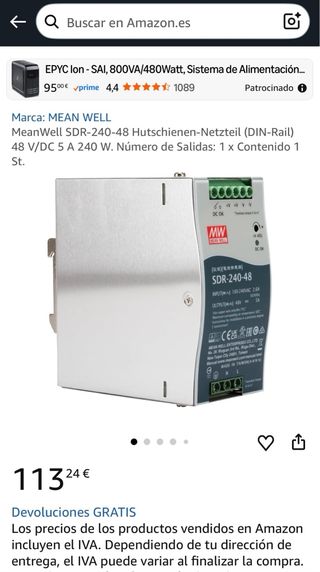 Fuente de Alimentación MEAN WELL SDR-240-48 NUEVA