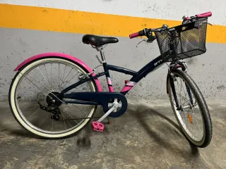 Bicicleta niña B'TWIN azul y rosa