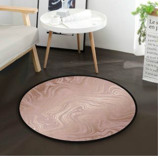 Alfombra redonda rosa y dorada 92cm. de diámetro