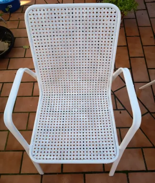 2 Sedie da Giardino Vintage Bianche in Metallo