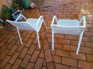 2 Sedie da Giardino Vintage Bianche in Metallo