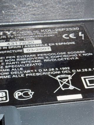 TV Sony BRAVIA KDL-26P2530 32 negro